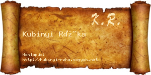 Kubinyi Réka névjegykártya