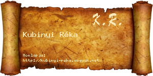Kubinyi Réka névjegykártya